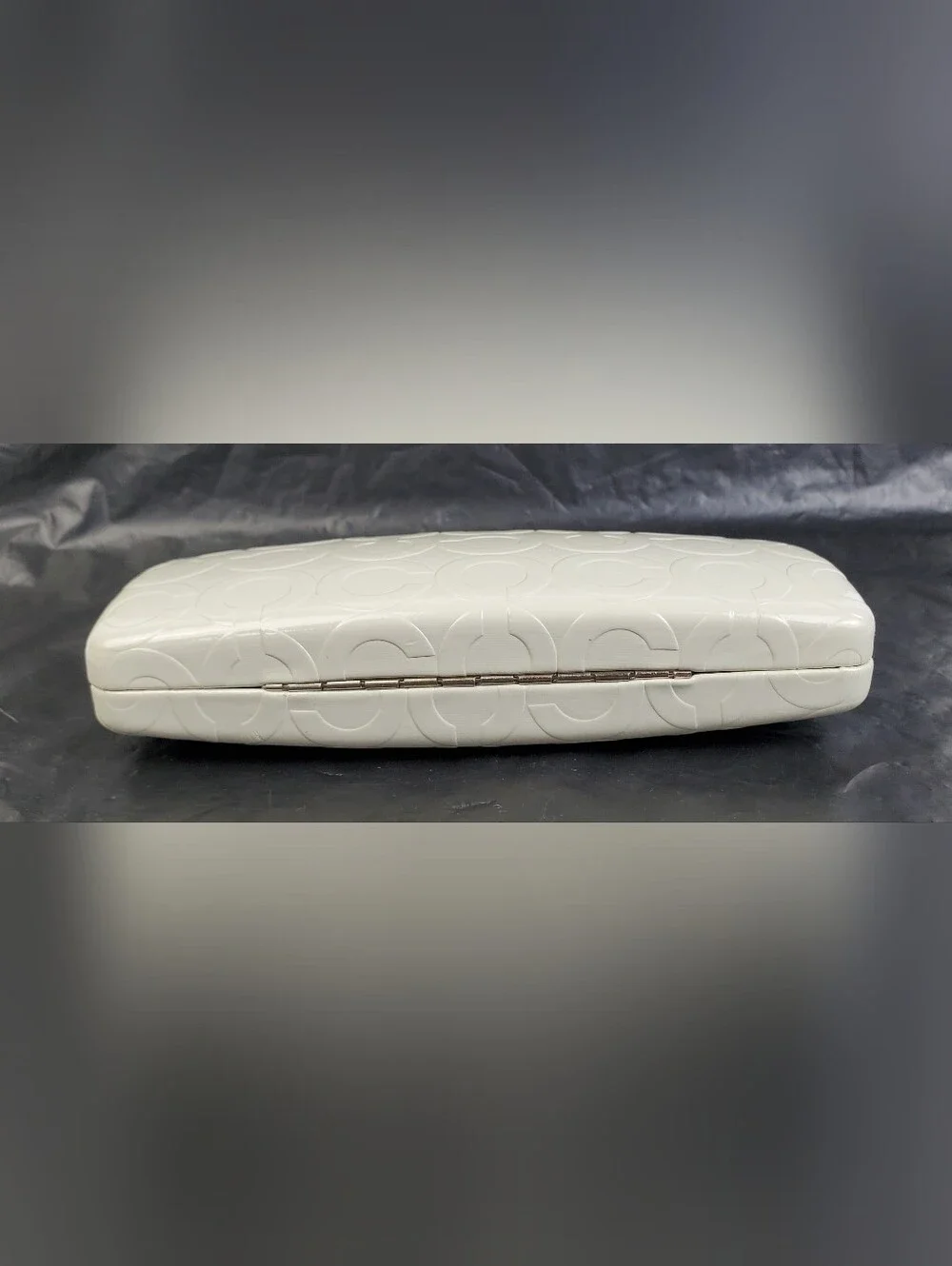 Coach Eyeglasses Case ONLY Hard Hinged White Clam Shell With Embossed Logo